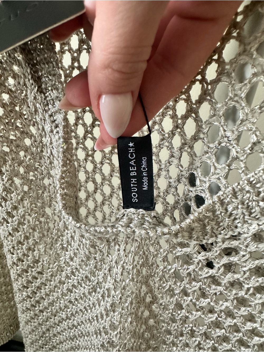South Beach × Misha Grimes sequin knit long sleeve maxi beach dress in silver - Picture 4 of 7